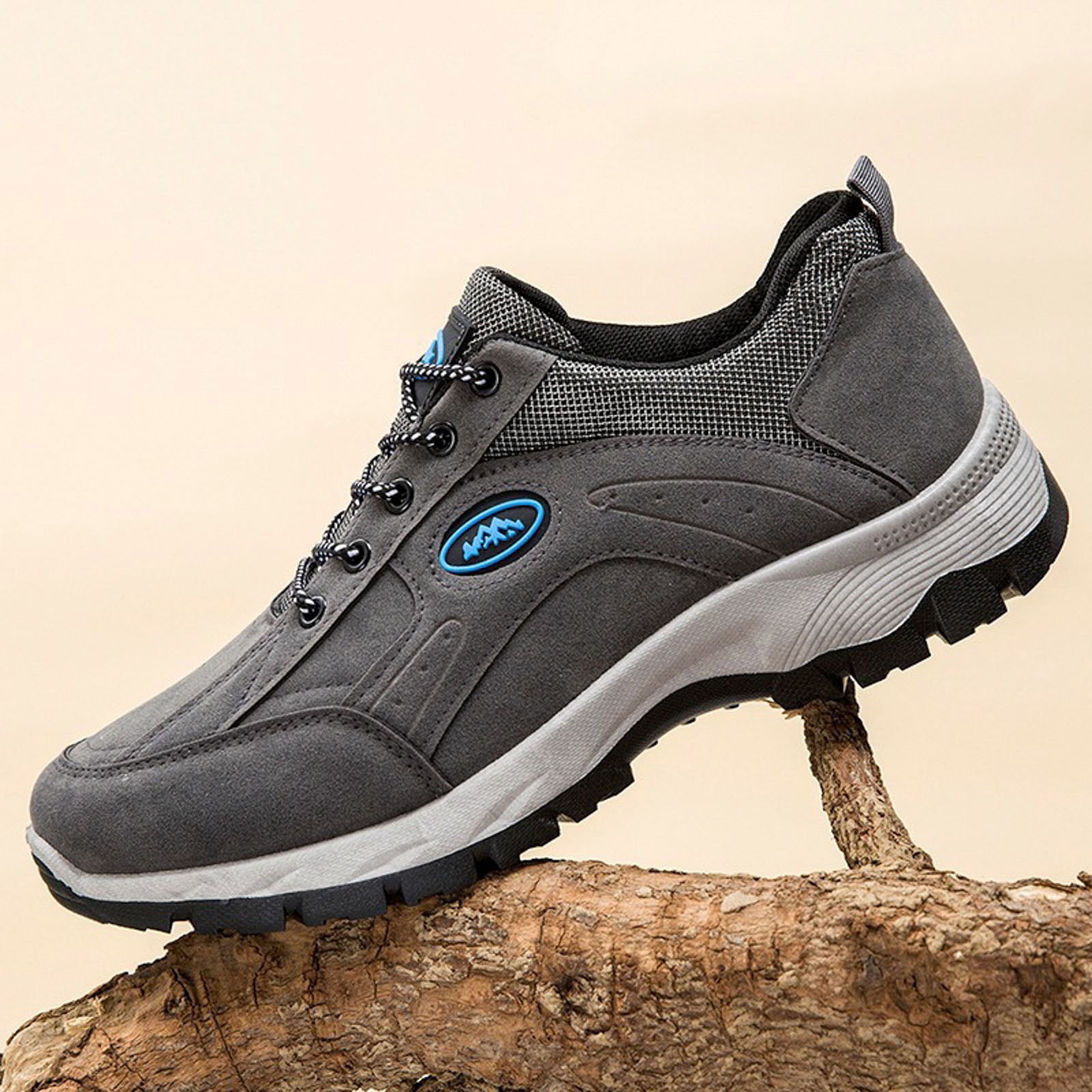 Mepaouo Men's Waterproof Hiking Shoes Lightweight Breathable Trekking Trails Outdoor Shoes(Grey,10.5)