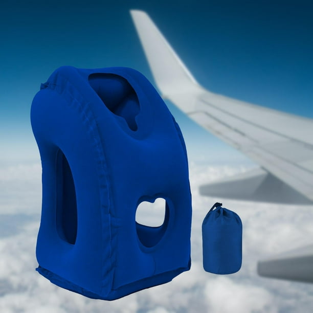 Multifunction Inflatable Travel Pillow Comfortable Office Support Head Headrest Blue