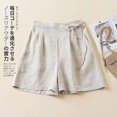 thumbnail image 4 of Pantalones cortos holgados de pierna ancha con cintura trasera de lino y algodón de 7 colores para mujer, pantalones casuales holgados de verano de talla grande para mujer, 4 of 5