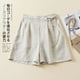 thumbnail image 2 of Pantalones cortos holgados de pierna ancha con cintura trasera de lino y algodón de 7 colores para mujer, pantalones casuales holgados de verano de talla grande para mujer, 2 of 5