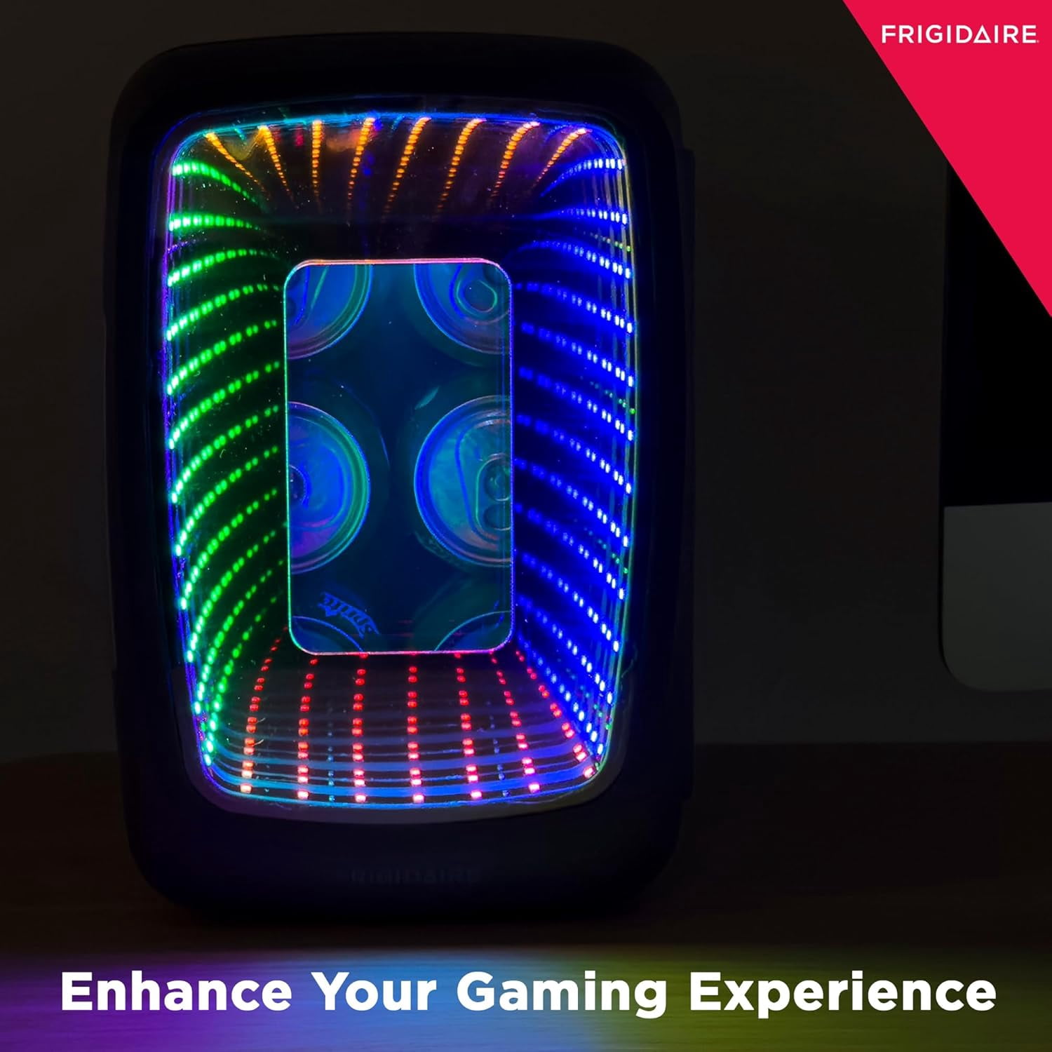 Gaming Light   Beverage Refrigerator, 6 Can, 4 Liters with LED Lights for Home Office Car