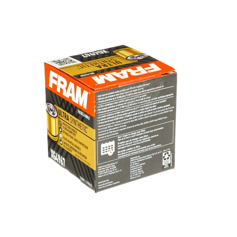 FRAM Ultra Synthetic Oil Filter, XG4967, 20K mile