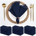 thumbnail image 1 of 36 Pack Navy Blue Cotton Linen Napkins - 16 x 16 Inch Fringed Soft Washable Rustic Dinner Napkins for Wedding Party Dinner Table, 1 of 7