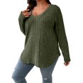 thumbnail image 2 of Endives Womens Sweater Casual Knit V Neck Solid Color Tops Lightweight Long Sleeve Tops Womens Plus XL-5XL, 2 of 6