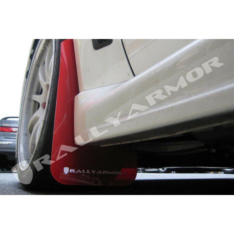 Rally Armor UR Red Mud Flaps w/ White Logo - 08+ Evo X - MF10-UR