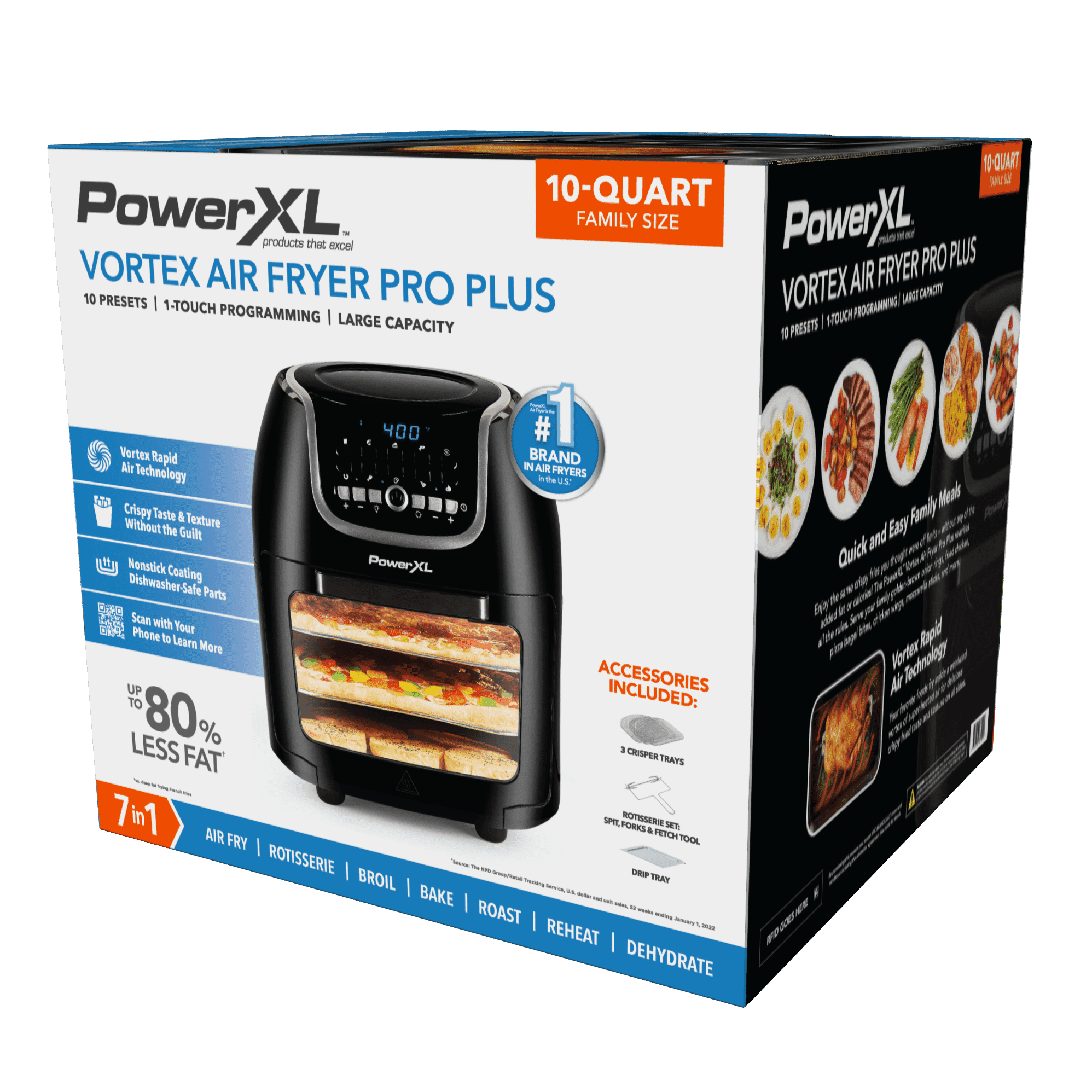  Air Fryer, 10 Quart Family Size Large Airfryer, 6 One