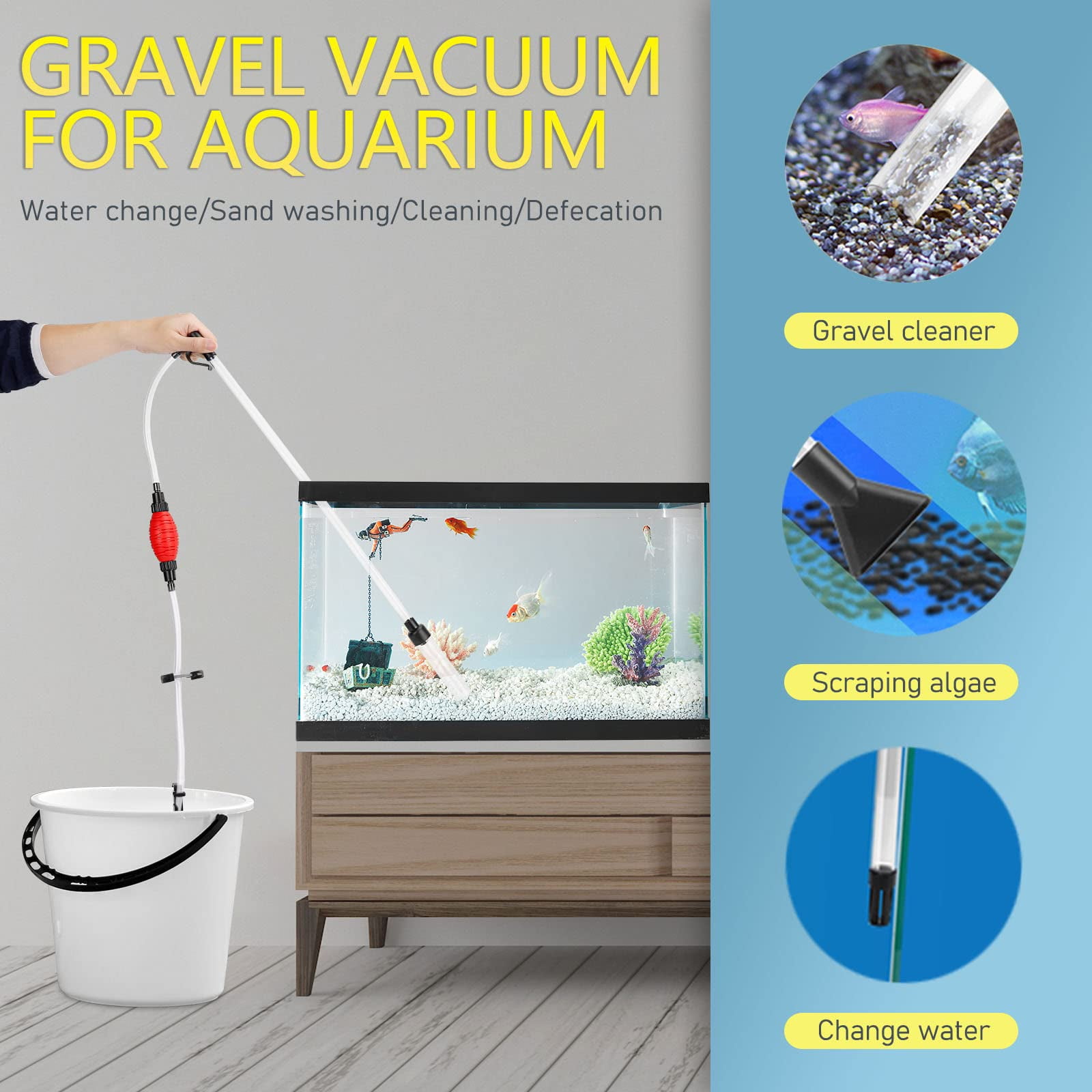 fishkeeper Aquarium Vacuum Gravel Cleaner, 80GPH/256GPH Fish Tank