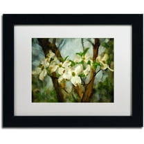 Trademark Fine Art "Painted Dogwood" Canvas Art by Lois Bryan White Matte, Black Frame
