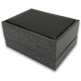 thumbnail image 2 of 1 Qty - Charcoal Grey Mesh Double Ring Jewelry Box w/ Black Leatherette Interior and Inset Top, 2 of 3