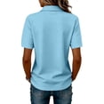 thumbnail image 4 of Bexdxz Polo Shirts for Women Golf Button Collared Summer Short Sleeve Tops Lightweight Work Polo Shirt Womens Blouses Light Blue XL, 4 of 5