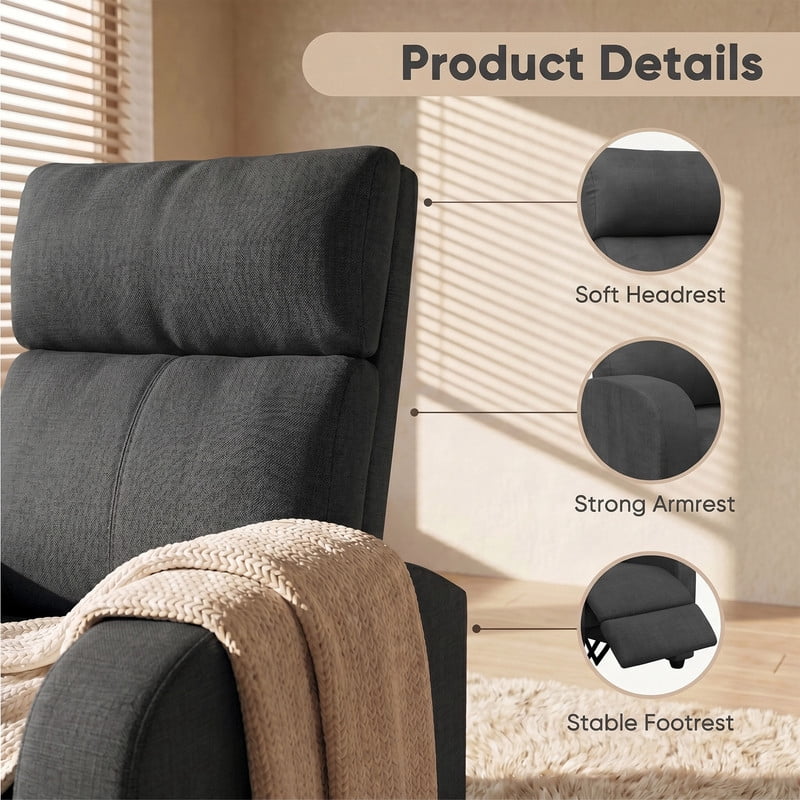 Vineego Massage PU Leather Recliner Adjustable Home Theater Seating Chair with Lumbar Support for Living Room,GrY