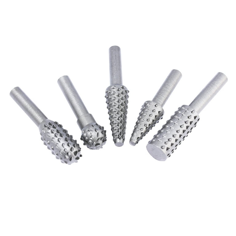 5pcs/set Woodworking Steel Rotary File Wood Carving Rasp Drill Bit Kit  Rotating Embossed Grinding Head Power Tools 