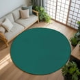 thumbnail image 3 of Dark Green 6ft Round Rug, Farmhouse Solid Green Color Modern Art Non-Skid Rubber Backing Large Area Rugs - Living Room Bedroom Home Office, Indoor Floor Mat Carpets Washable Rug, 3 of 9