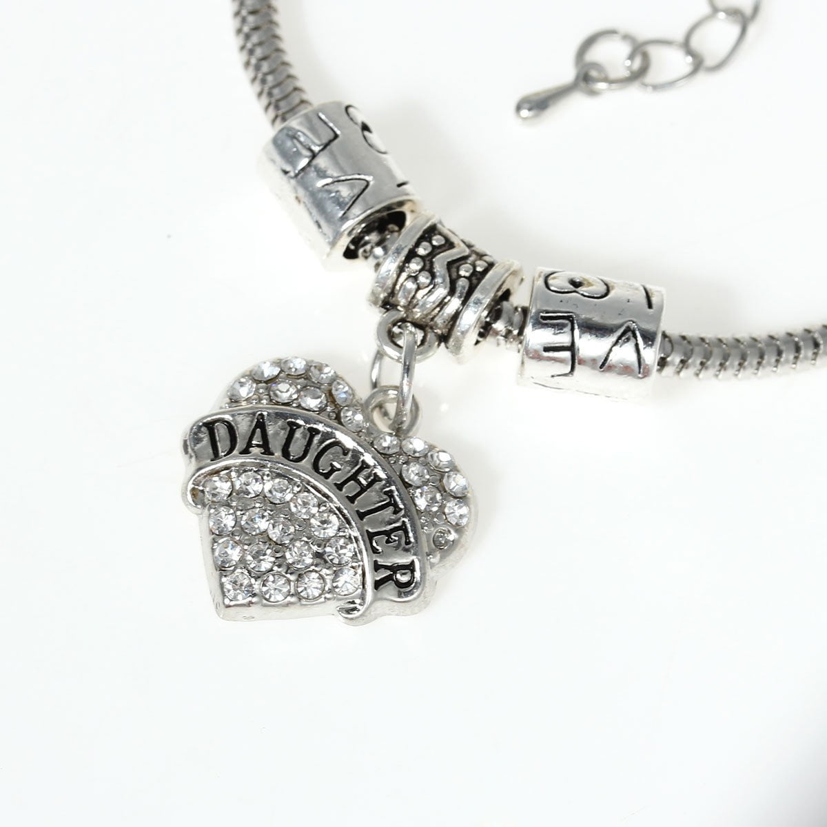 4PCS Silver Heart Love Pendants Charm Alloy Beads fit European Bracelet