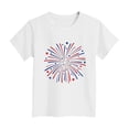 thumbnail image 4 of Gubotare Toddler 4th of July Outfit Girl Girl's Letter Graphic Print Round Neck Short Sleeve Drop Shoulder Tee T Shirts (White,Size 11-12 Years), 4 of 4