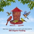 thumbnail image 2 of Metal Bird Feeder for Outside Hanging, Retractable Squirrel Proof 5.5-6lb Capacity Bird Feeders, for Outdoors Hanging Garden Yard, Red, 2 of 9