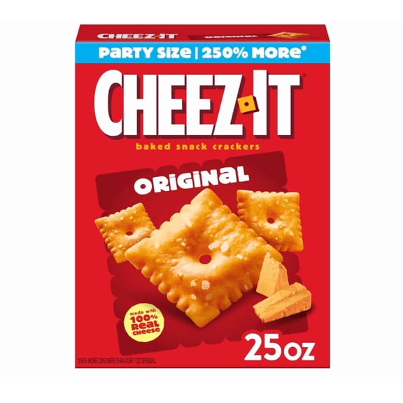 Cheese Crackers, Baked Snack Crackers, Lunch Snacks, Party Size, Original, 25oz Box (1 Box)