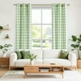 thumbnail image 4 of Flowpartex Buffalo Check Semi Sheer Curtain Panels Green and White Plaid Textured Curtains Drapery, Farmhouse Grommet Window Drapes for Living Room Bedroom, 40"Wx63"L 2 Pieces, 4 of 6
