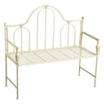 thumbnail image 1 of Evergreen Distressed White Headboard Outdoor Safe Metal Garden Bench, 1 of 3