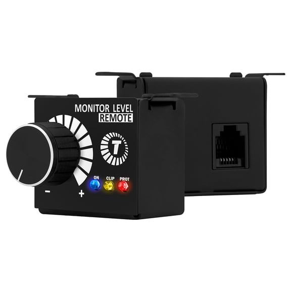 Nivel de monitor, control remoto, volumen, taramperios negros