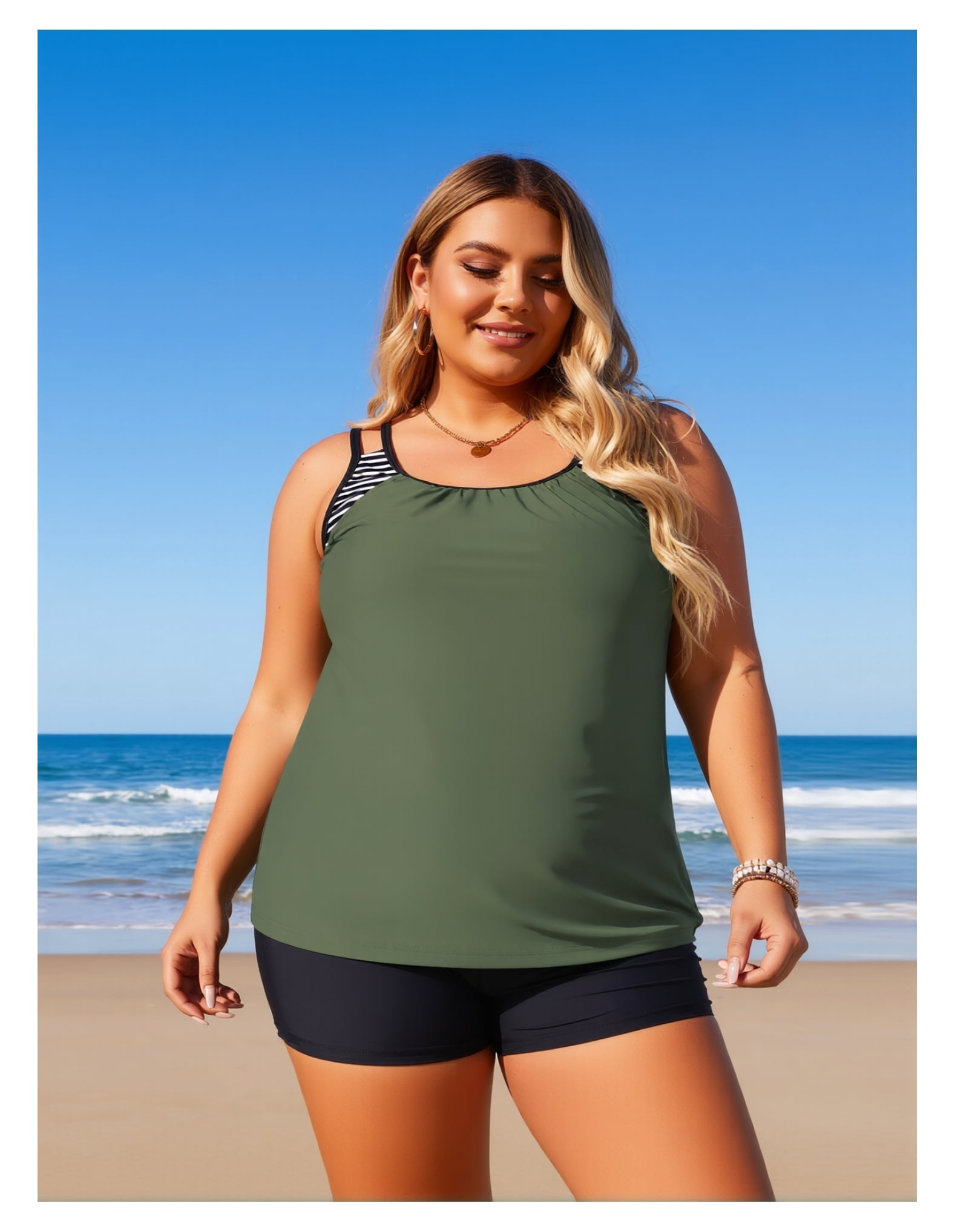 Women Plus Size Tankini Swimsuits - Two Piece Tummy Control Bathing Suits with Shorts 2026 Swimwear