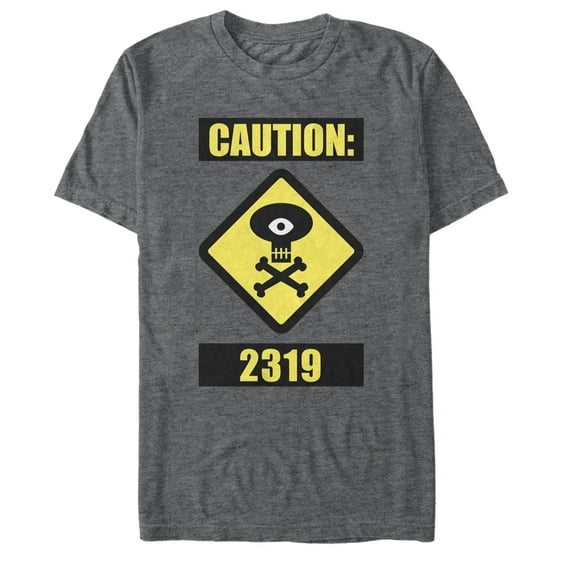 Men's Monsters Inc Caution 2319  Graphic Tee Charcoal Heather Medium