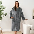 thumbnail image 4 of PAVILIA Womens Housecoat Zip Robe, Fleece Zip Up Front Robe Bathrobe, Plush Warm Zipper House Coat Lounger for Women Ladies Elderly with Satin Trim, Pockets, Long - Dark Gray (Large/X-Large), 4 of 10