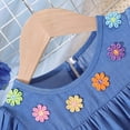 thumbnail image 5 of WOYY Girls 3D Flower A Line Dress Casual Ruffle Puff Sleeve Midi Play Dress,Blue,Sizes 2-8, 5 of 7