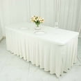 thumbnail image 3 of BalsaCircle 6 ft Fitted Ivory Premium Spandex Rectangle Tablecloth Wavy Table Cover Party Events Decorations, 3 of 7