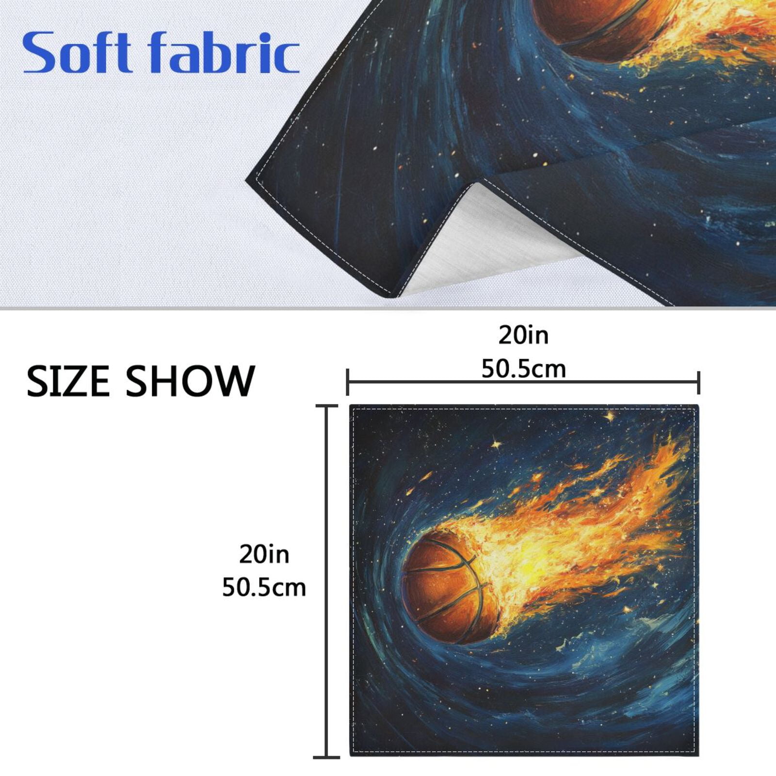 JSTEL Basketball Starry Sky Cloth Napkins Set of 6, 20x20 Inch Washable and Reusable Napkin for Decoupage Dinner Party Everyday Use