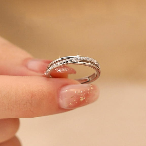 PERITANG Engagement Rings Women and Men 925 Sterling Silver AAA Cubic Zirconia Line Cross Unisex Rings