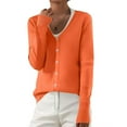 thumbnail image 3 of Womens Casual Crewneck Long Sleeve Open Front Knitted Cardigans Lightweight Button Down Sweater Cardigans Outerwear Tops, 3 of 9