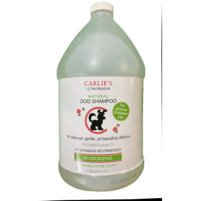 Carlies Ultra Premium Deoderizing Dog Shampoo, Lemon & Thyme Scent For Dogs Gallon Groomer Bottle