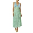 thumbnail image 2 of Women’s Summer Midi Dress, Bohemian Deep V Neck Sleeveless Floral Print Beach Dress, 2 of 9