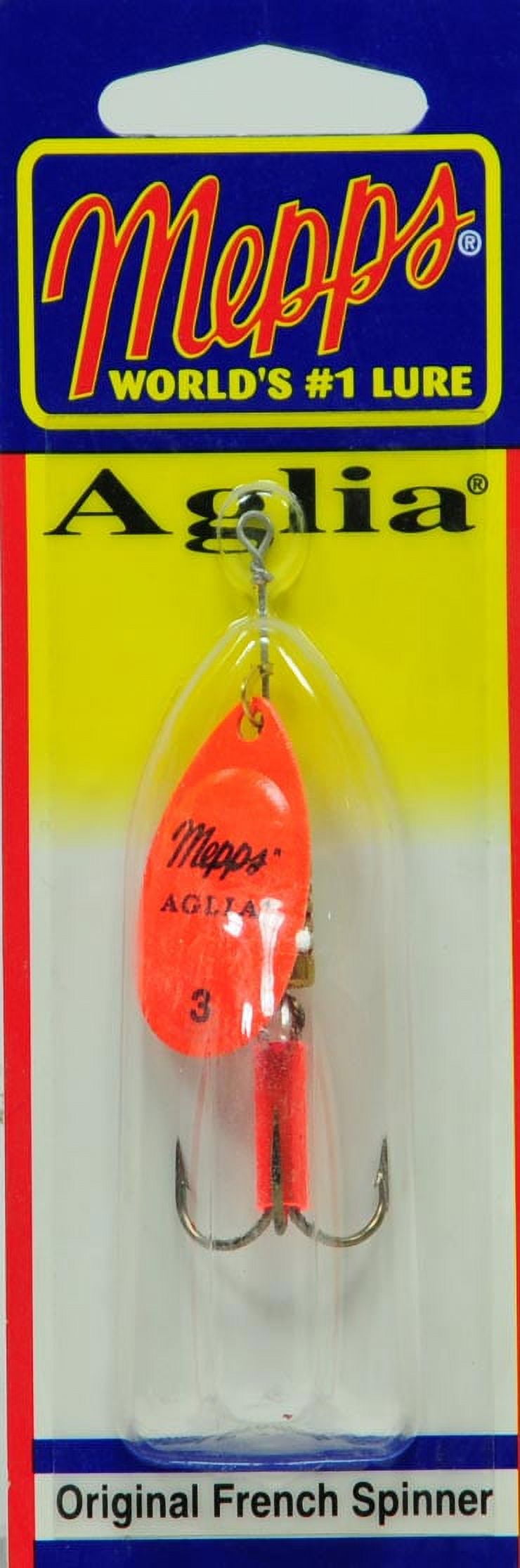 Mepps Aglia In-Line Spinner 1/4 oz, Plain Treble Hook, Hot Orange Blade 