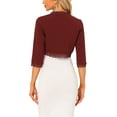 thumbnail image 3 of INSPIRE CHIC Women's Elegant 3/4 Sleeve Cropped Shrugs Vintage Lace Trim Bolero Cardigan XL Burgundy, 3 of 5