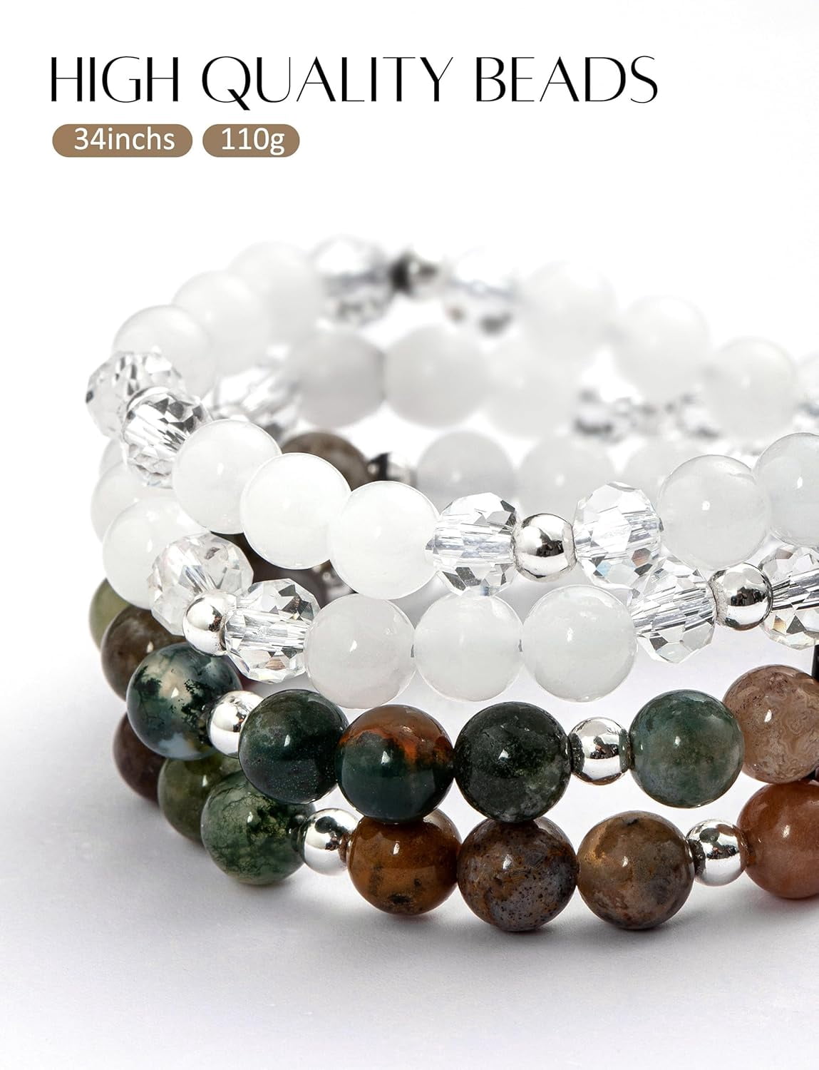 Teacher Lanyards for ID Badges and Keys, Retractable Beaded Lanyards for Women Natural Stone, Cute Lanyard High-Performance Indian Agate