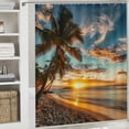 thumbnail image 6 of Orinice Palm Trees Sunset Beach Bathroom Decor Set - Colorful Luxurious Print Polyester Fabric Shower Curtain Set with Hooks 69x72, 6 of 7