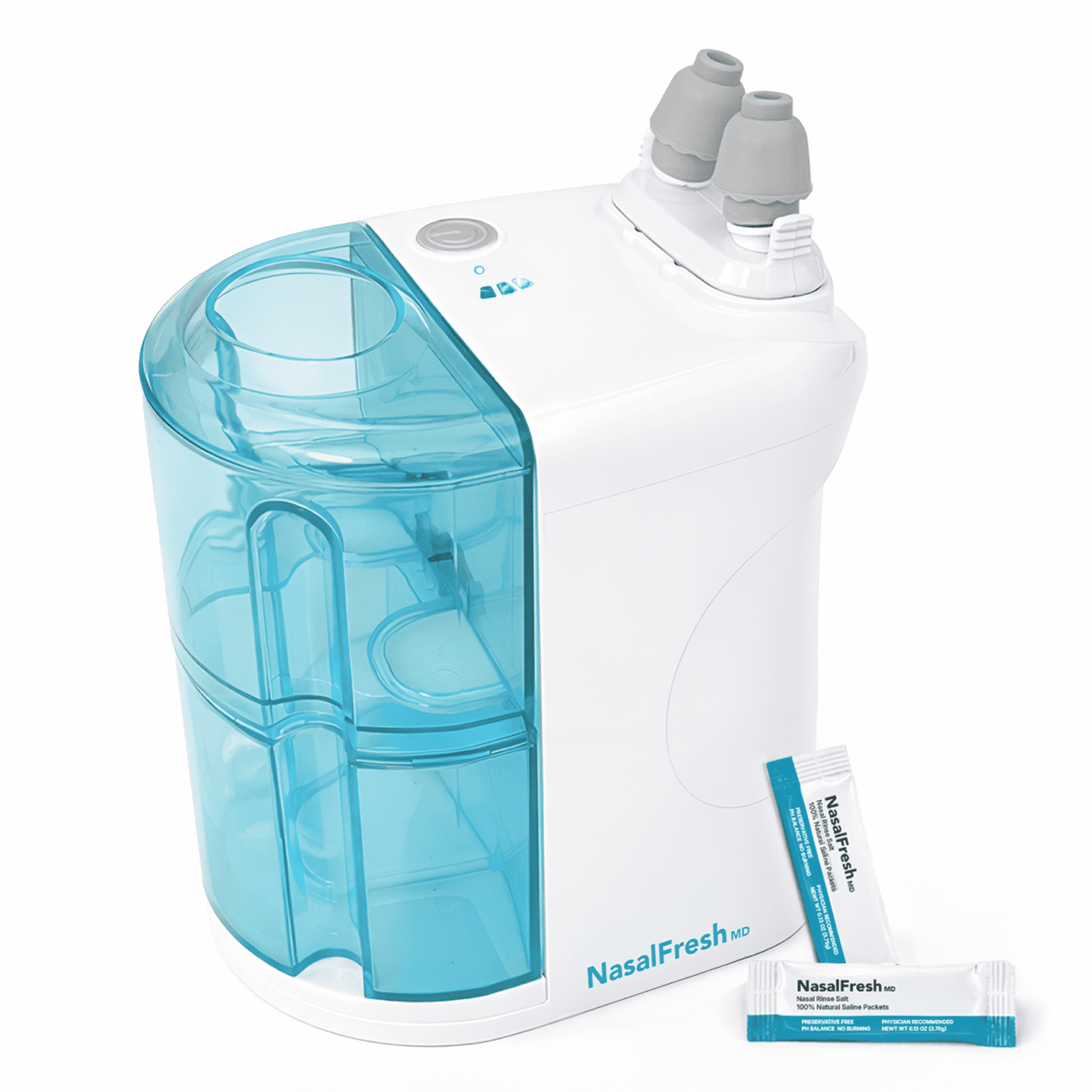 NasalFresh MD Dual Powered Nasal Irrigation System for Sinus Congestion and Snoring, 30 Saline Packets, Rechargeable, Self Cleaning