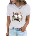 thumbnail image 2 of Tops de Cuello Alto para las Mujeres Amante Impreso Camiseta Cuello Redondo Manga Corta, Poliéster Spandex, 2 of 7