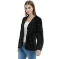 thumbnail image 2 of Women's Sparkle Sequins Blazer Jacket Open Front Casual Shiny Coat, Black, X-Large, 2 of 5