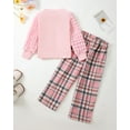 thumbnail image 3 of Kucnuzki 6 Years Little Girls Outfits Fall Winter 7 Years Little Girls Clothing Sets Puff Long Sleeves Top Plaid Pants 2pcs Sets Autumn Winter Pink, 3 of 7