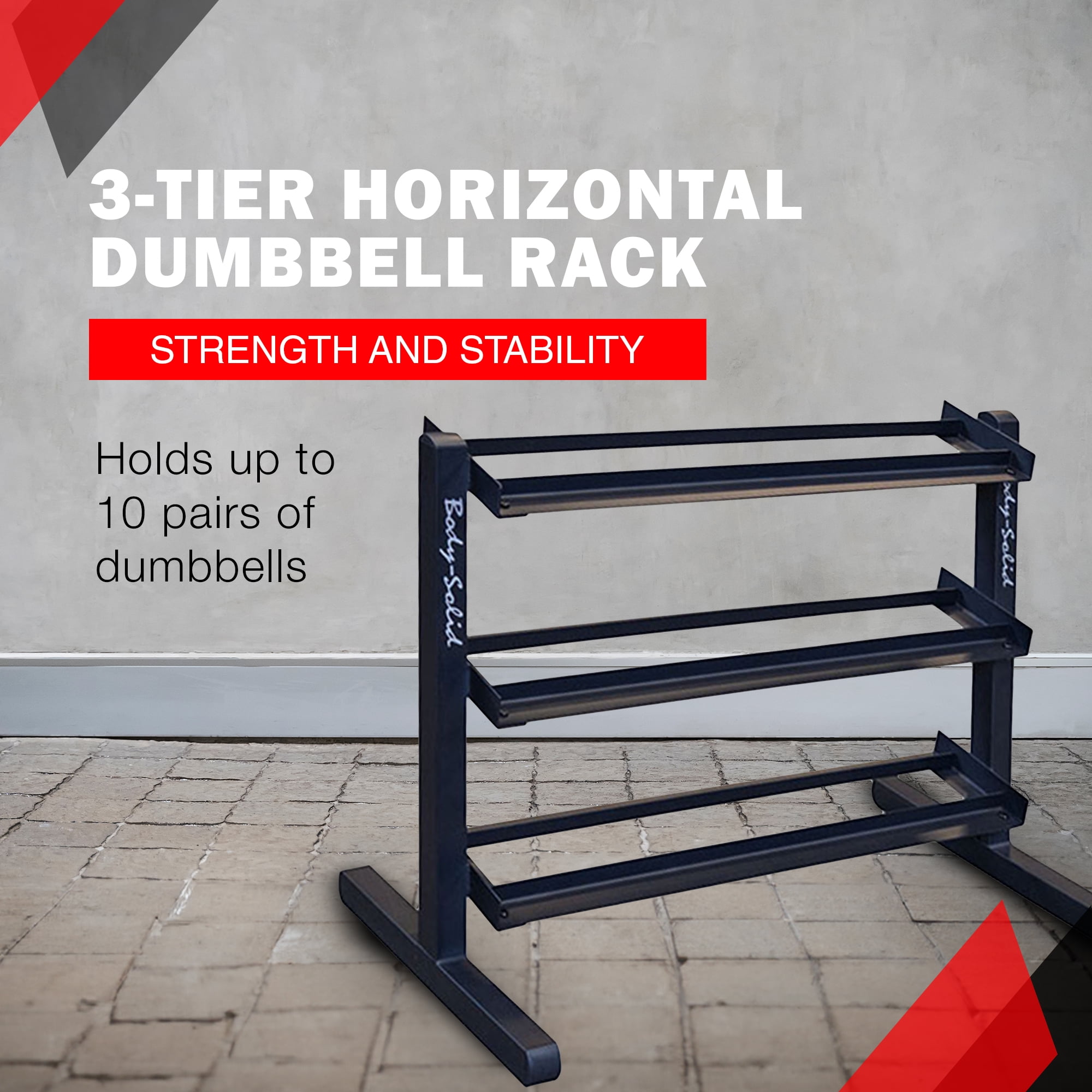 Body-Solid GDR363B 3 Tier Horizontal Dumbbell Rack