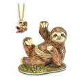 thumbnail image 2 of Bejeweled Pewter Multi Color Enamel Finish MELLOW Sloth Trinket Box, 2 of 5