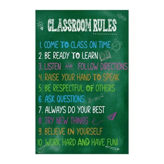 Motivational Classroom Rules Posters for Elementary, Middle, High School Teacher Supplies and Decorations poster