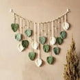 thumbnail image 4 of potrochi Cute May Wall Hanging Leaves, Large Chic Feather Wall Hanging Boho Wall Decor, Handmade Yarn Woven Wall Art Leaf Tapestry for Bedroom, Living Room, Nursery (Green), 4 of 6