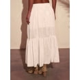 thumbnail image 6 of Women'S Boho Maxi Skirt High Low Asymmetrical Ruffle Hem Flowy Western Skirt White XL, 6 of 9