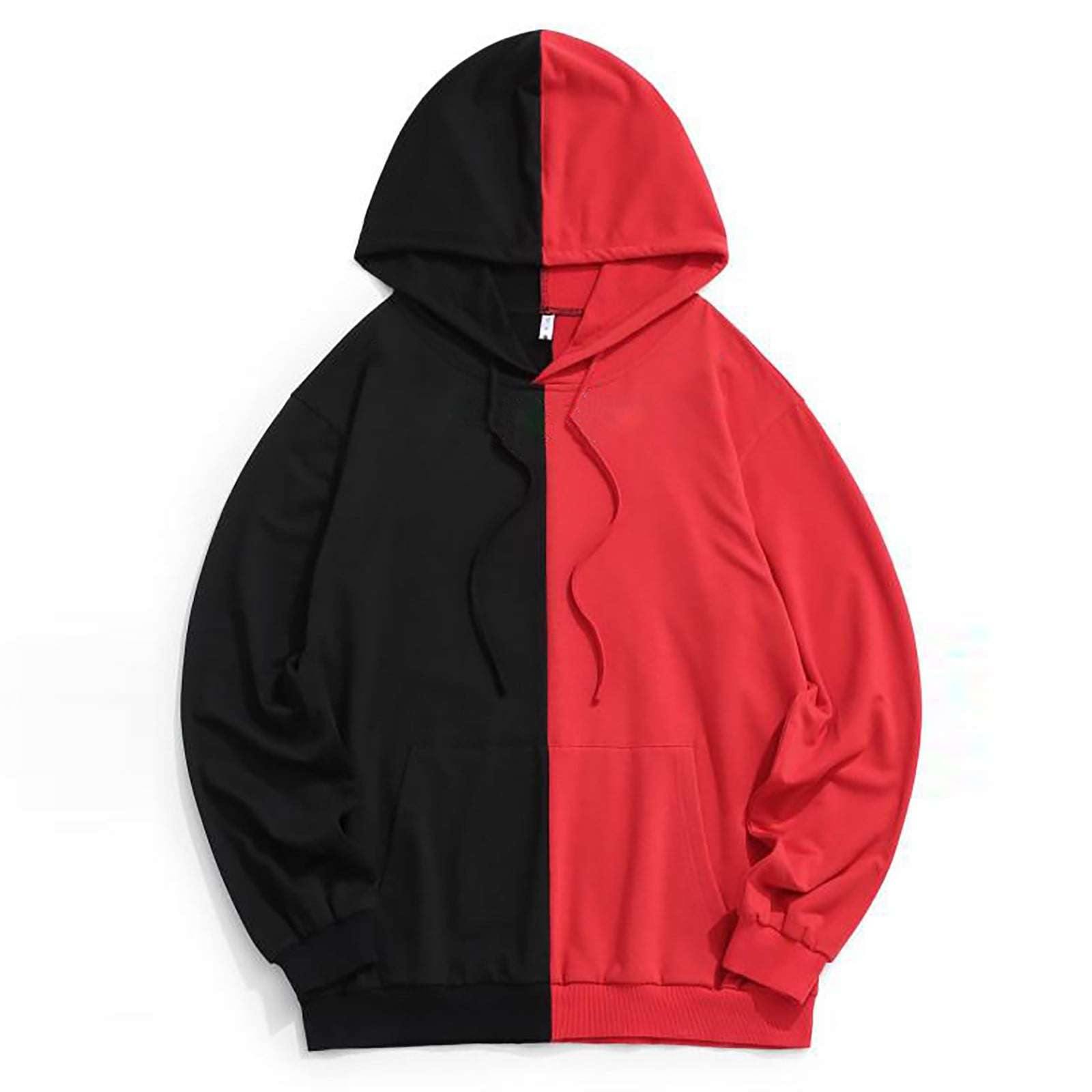 Men'S Fall Trendy Splicing Hooded Long Sleeve Contrast Colorblock Pullover  Unisex Casual Hip-Hop Tops Women Sweatshirt Black M - Walmart.com