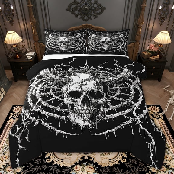 Castle Fairy Gothic Skull Queen Comforter Set,Tree Branches Vine Bedding Comforter Set