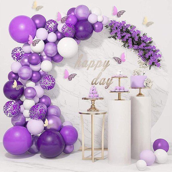 Cheers.US 1 Set Purple Balloon Garland Kit, Baby Shower Decorations for Girl Metallic Balloon Arch for Birthday Party Bridal Shower